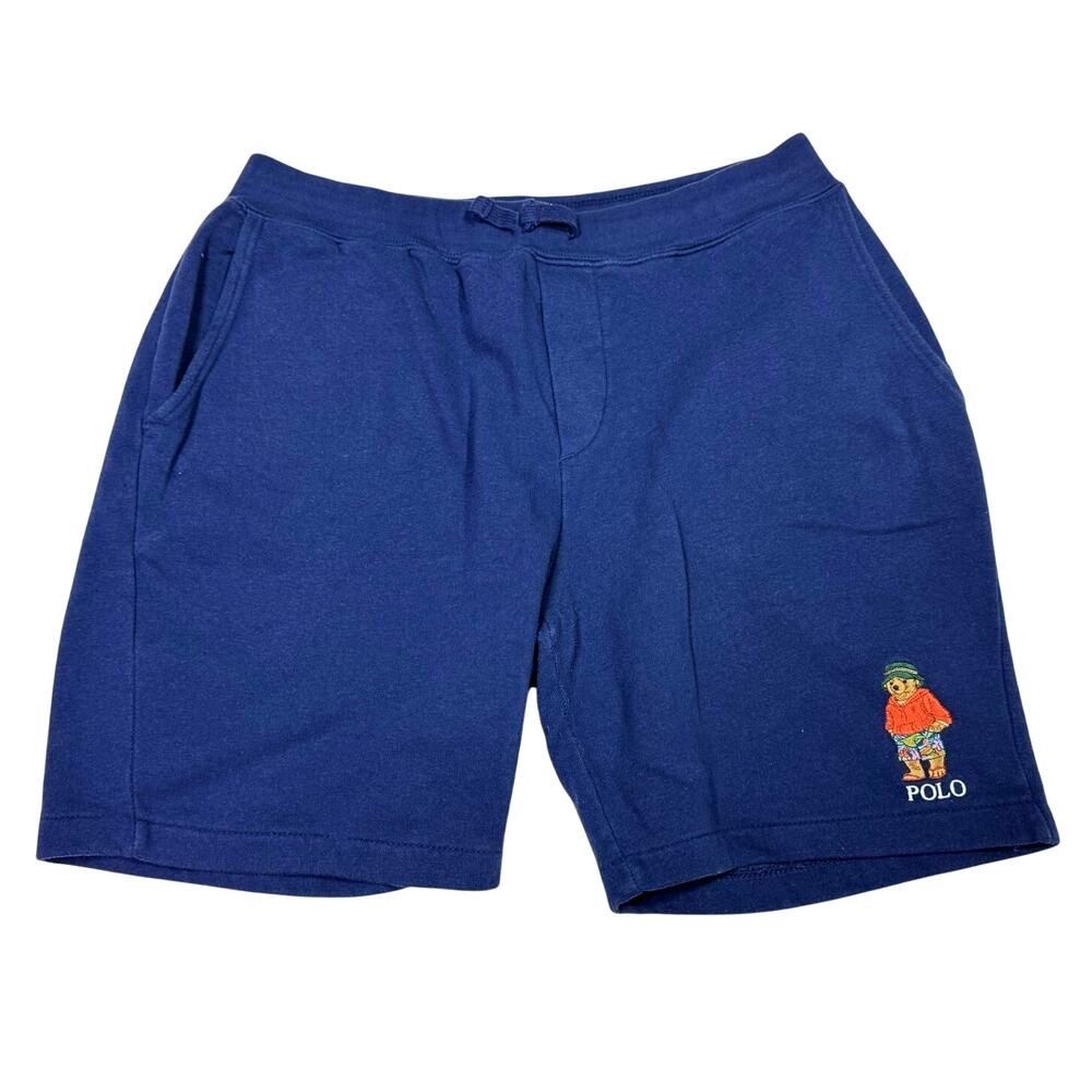 Polo Ralph Lauren Blue Shorts Size Small Brown Bear Green Hat